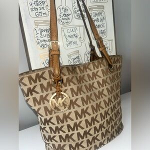 Michael Kors Brown Monogram Tote Bag/ shoulder bag